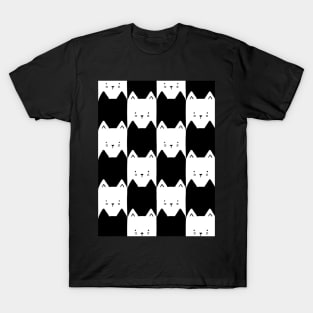 Black and White Checkerboard Cats T-Shirt